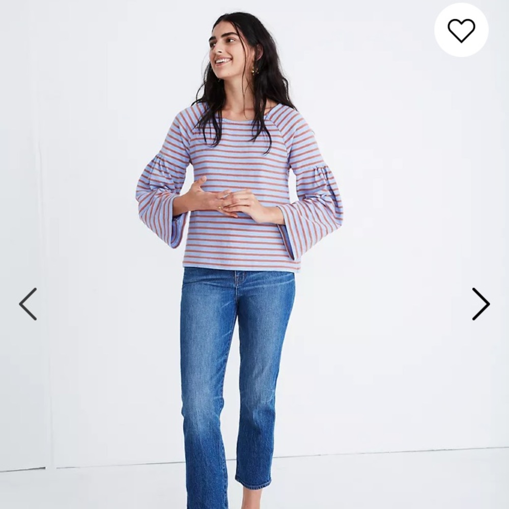 Madewell shirred sleeve sailor top size Small